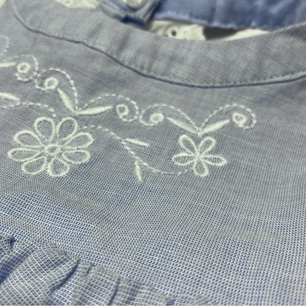 Dylan & Abby Blue White Eyelet Sleeveless Summer Dress Size 3-6M - Picture 3 of 5